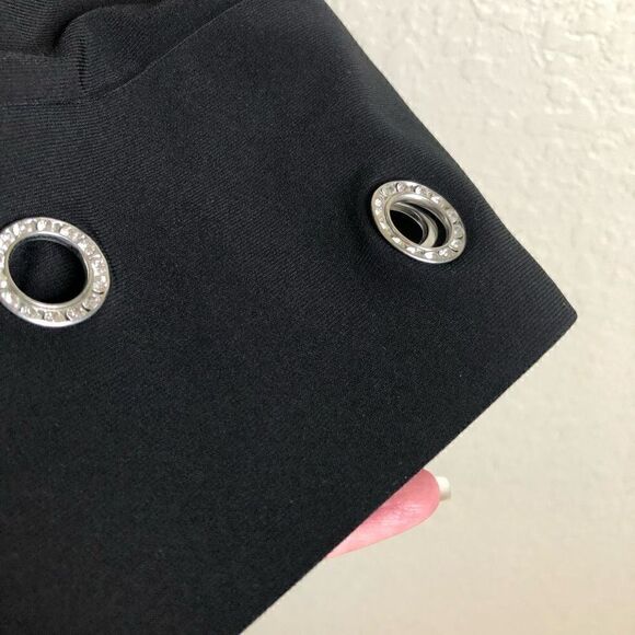 Joseph Ribkoff Black A Line Dress With Crystal Bead Detail Mob Wife Style Size 4 - Picture 8 of 13